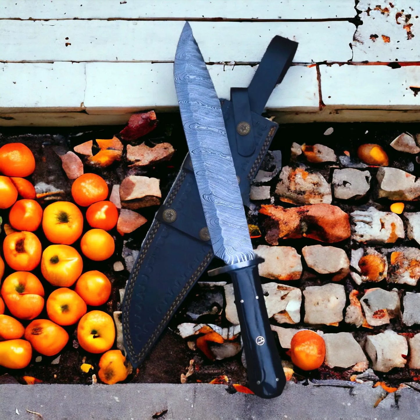 Custom Mountain Man Bowie Knife with Bull horn Handle- Full Tang build-0037