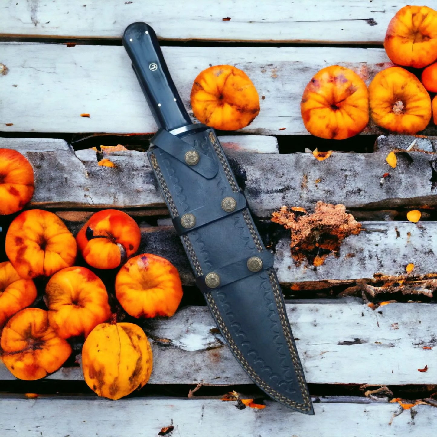 Custom Mountain Man Bowie Knife with Bull horn Handle- Full Tang build-0037