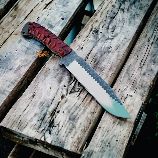 Handforged D2 Steel Hunting Bowie Knife with G10 handle-0353