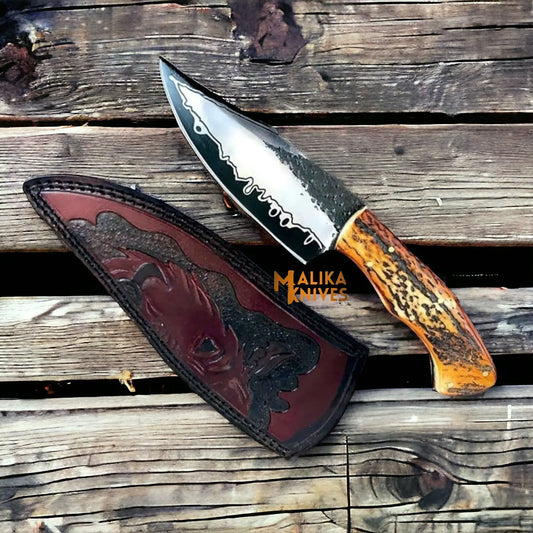 Stag Handle D2 Hunting Knife Full Tang