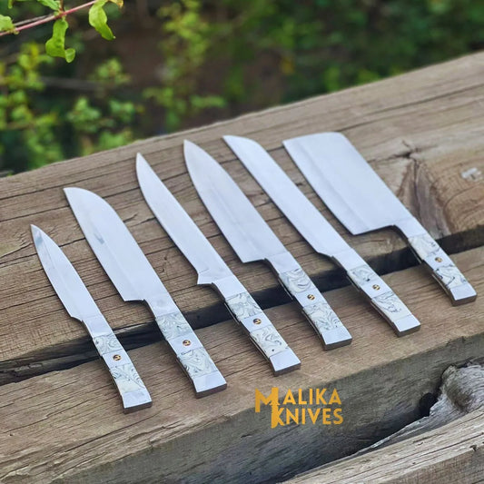 Malika Ultimate Kitchen Knife Set: Premium Black & white Collection with Custom Leather Carrying Case -0205
