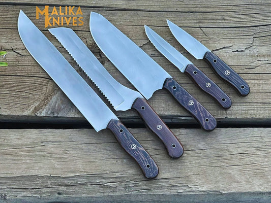 Malika Ultimate Kitchen Knife Set: Premium All-in-One Collection with Custom Leather Carrying Case - Perfect for Home Chefs & Culinary Enthusiasts-0204