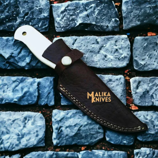 Handcrafted Fixed Blade Skinner Knife with Durable Camel bone Handle-0037