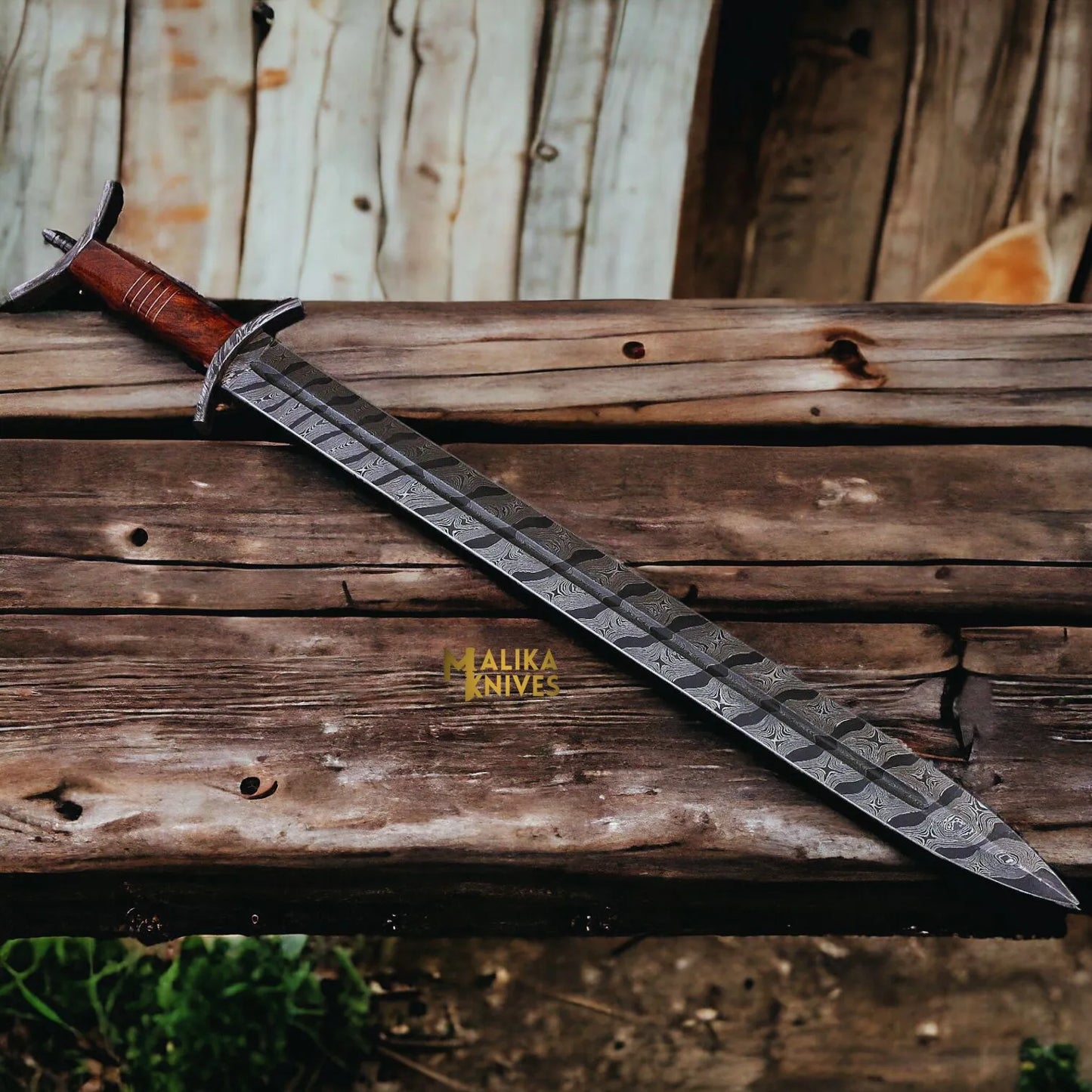 Custom Viking Sword With Damascus Pummel & Guard-910