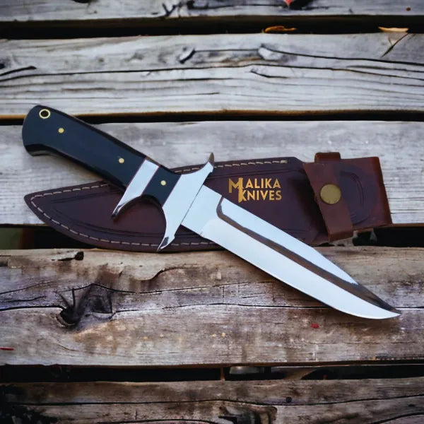 Handmade Finger Guard Tactical Bowie Knife with Micarta Handle- Full Tang build-0029