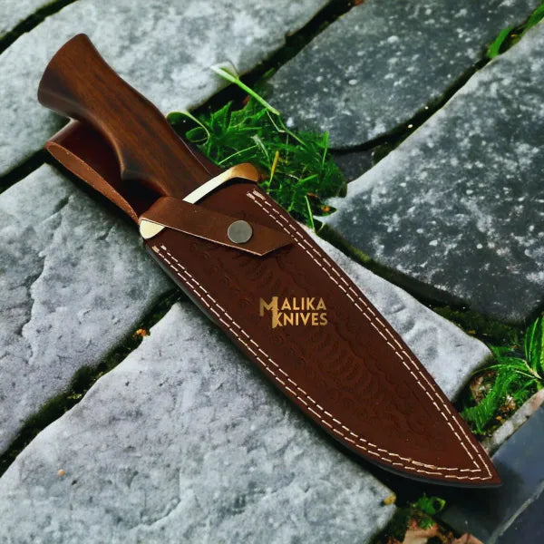 Handforged Tactical Bowie Knife with Rose wood Handle-0030