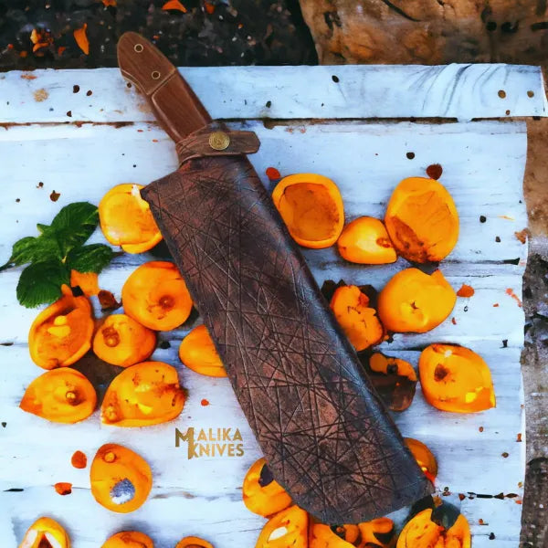 D2 Steel Hunting & Survival Bushcraft Bowie Knife with custom leather sheath-0034