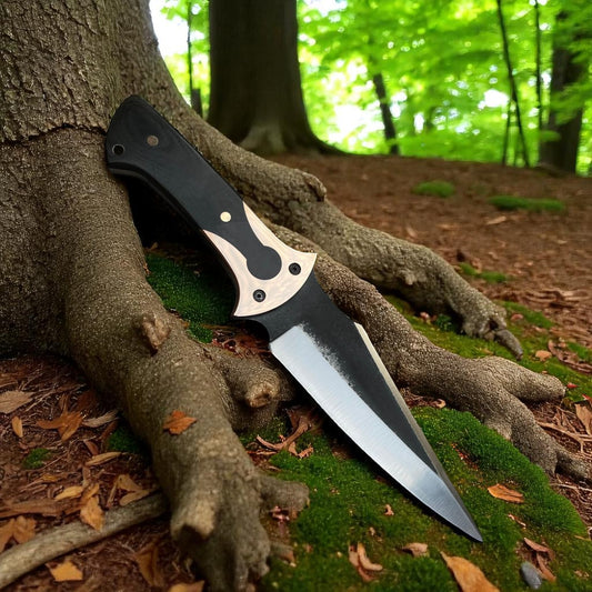 Premium 11″ D2 Steel Full‑Tang Hunting Knife | Satin-Finish, G10 Handle, Leather Sheath