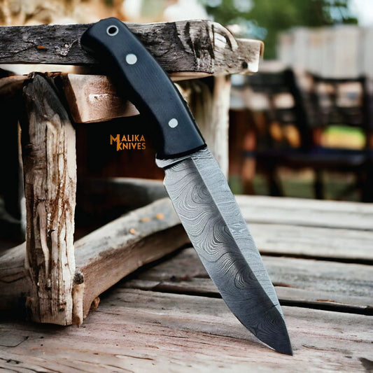 Damascus Bushcraft Hunting Knife Micarta Handle