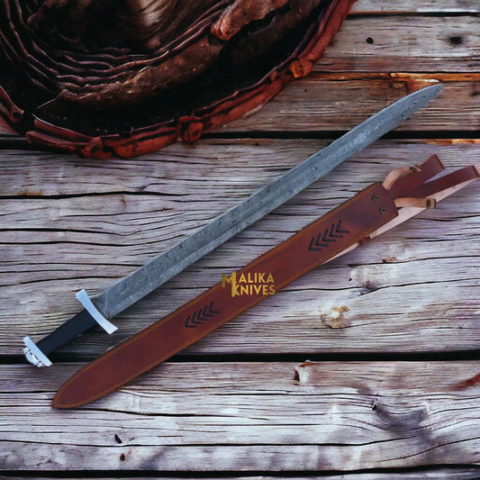 Damascus steel Norse sword with rosewood handle
