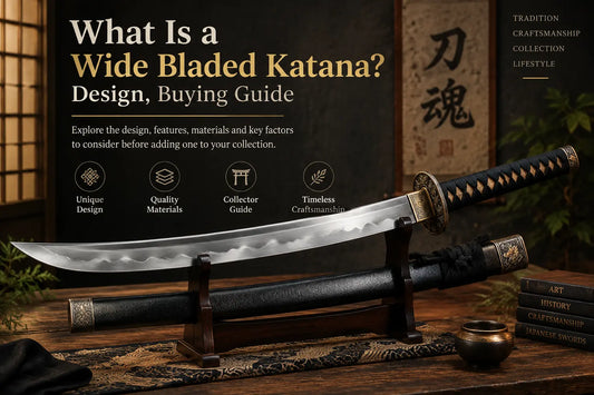 A Wide Bladed Katana is a distinctive Japanese sword design recognized for its broader blade profile compared with traditional katana styles.