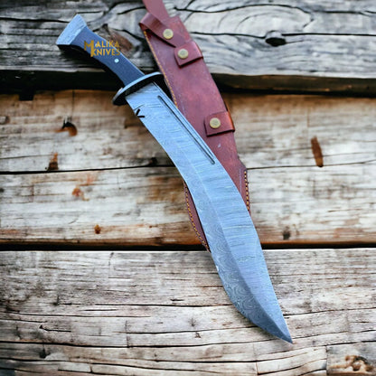Damascus Custom Kukri Bowie Knife with Full Tang handle-0039