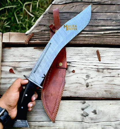 Damascus Custom Kukri Bowie Knife with Full Tang handle-0039