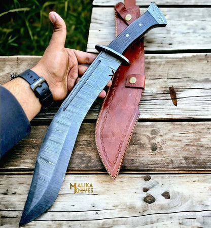 Damascus Custom Kukri Bowie Knife with Full Tang handle-0039