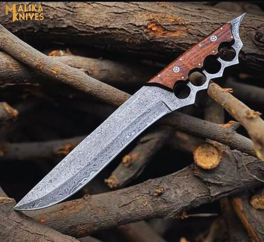 Handmade Tactical Knuckle Bowie Knife with Full Tang handle-0025