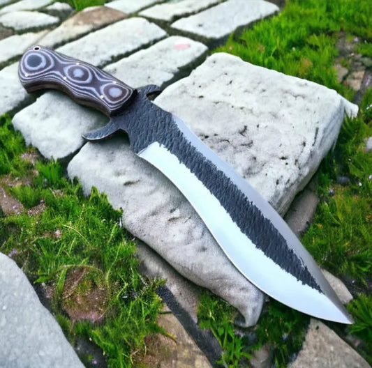 Handforged Tactical Bowie Knife with Micarta Handle-0032