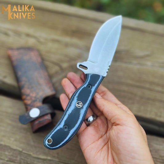 Hunter Point Ridge Runner Hunting Knife with Custom Leather Sheath - Artisan-Made Survival Gear - 0333