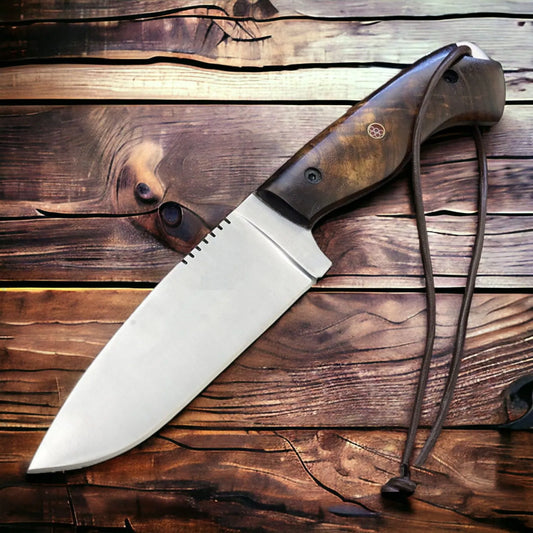 Handmade 440c Stainless Steel Hunting Knife: Rose wood Handle -0341