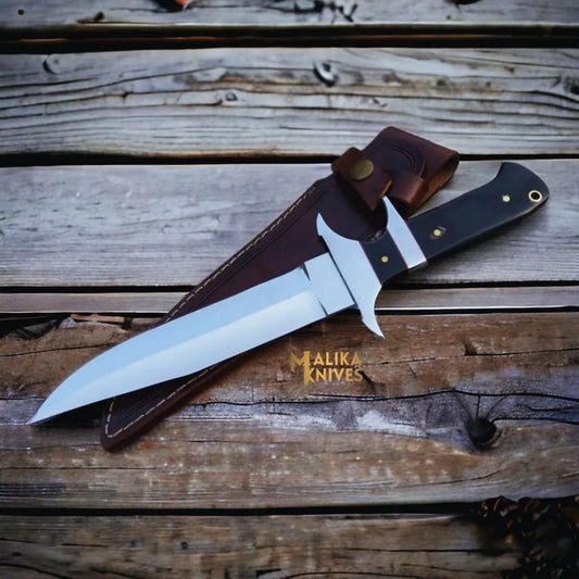 Handmade Finger Guard Tactical Bowie Knife with Micarta Handle- Full Tang build-0029