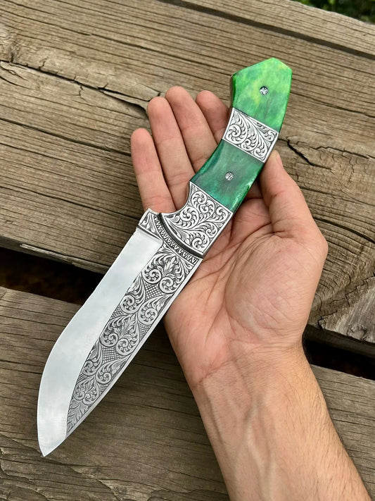 Hand-Engraved Hunting Knife-0320