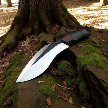 Full‑Tang 13″ Bushcraft Knife – 5 mm Mirror‑Polished Steel & Red Micarta Handle