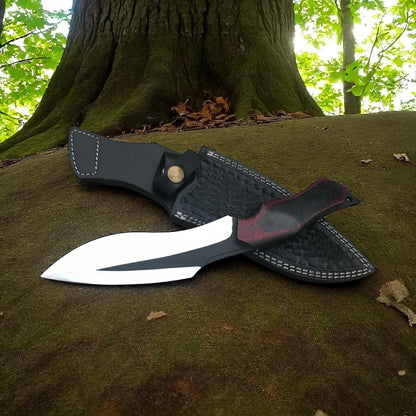 Full‑Tang 13″ Bushcraft Knife – 5 mm Mirror‑Polished Steel & Red Micarta Handle