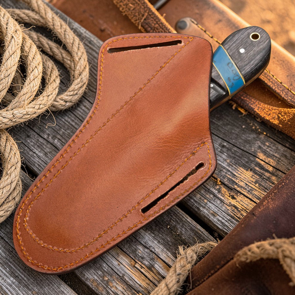 Bull Cutter Knife 1095 Damascus Steel Cowboy Knife