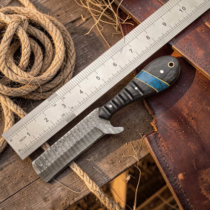 Bull Cutter Knife 1095 Damascus Steel Cowboy Knife