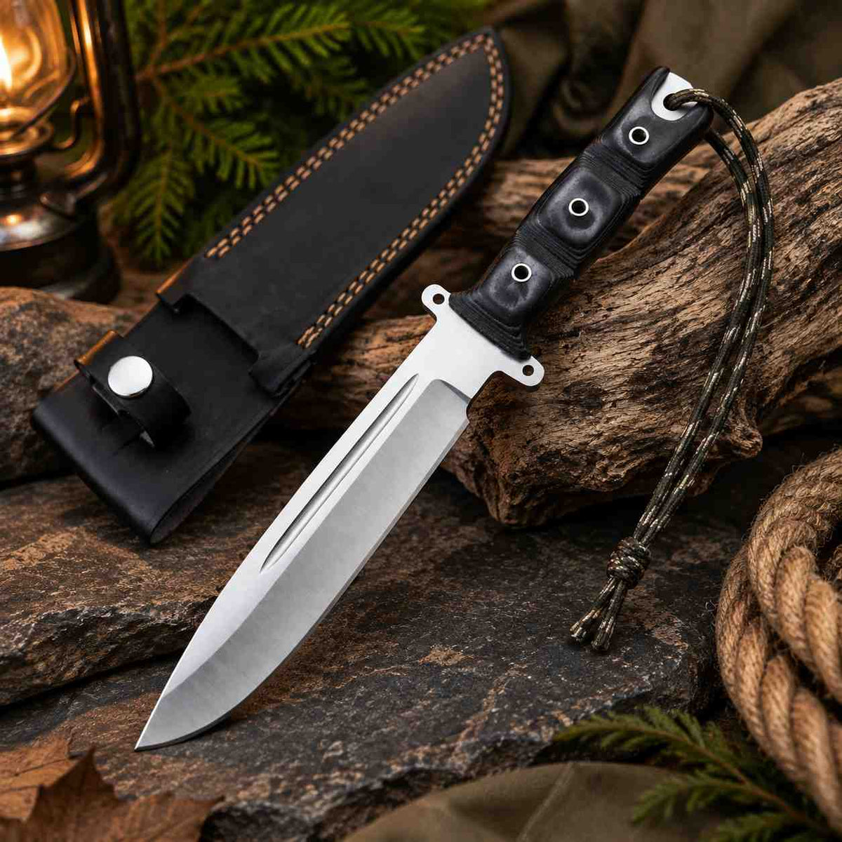 Daryl Dixon style outdoor knife with premium leather sheath for collectors