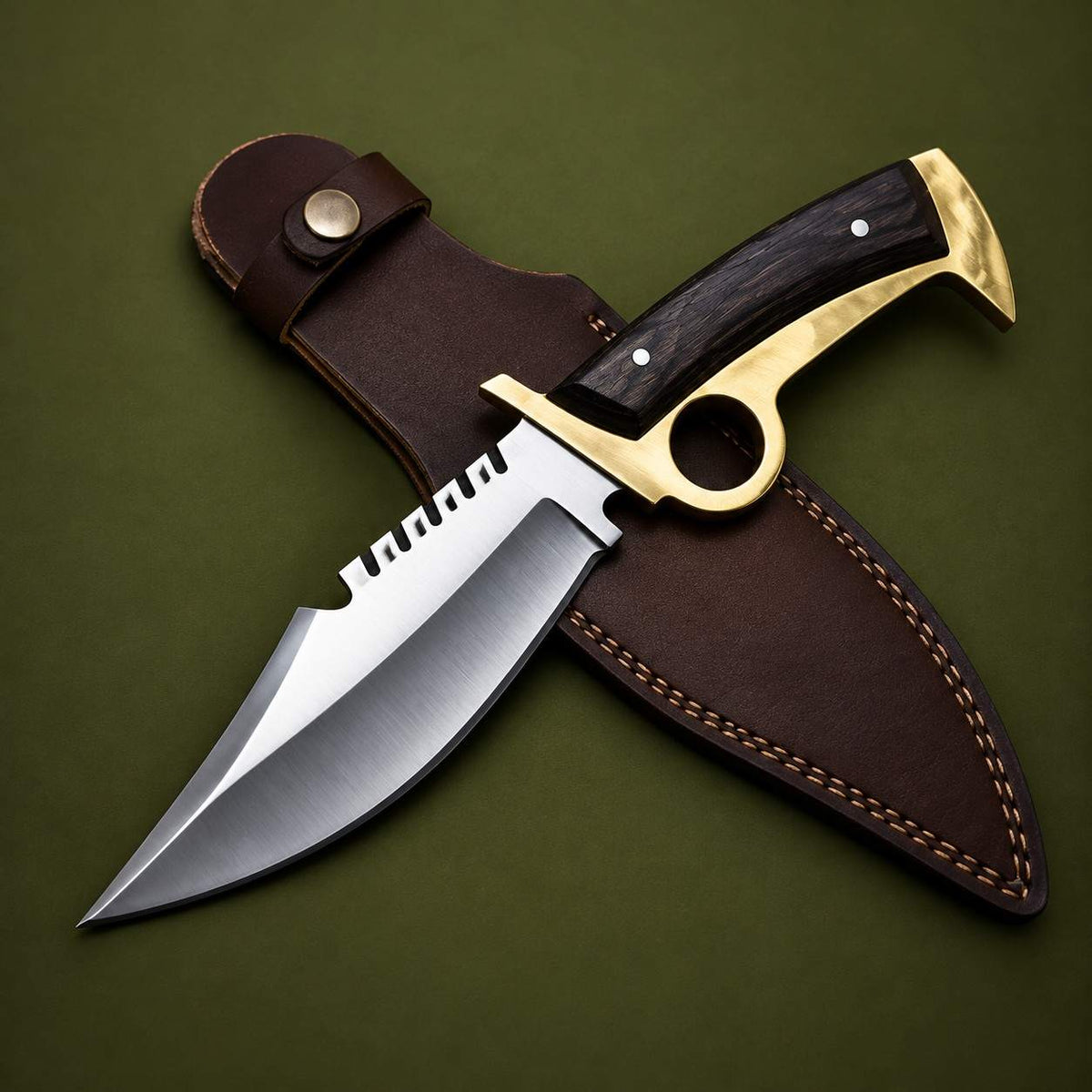 Walking Dead Daryl Dixon replica Bowie knife with brass guard and Pakka wood handle