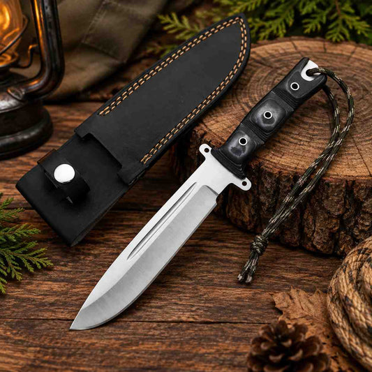 Handmade full tang fixed blade knife with J2 steel blade and durable G10 handle