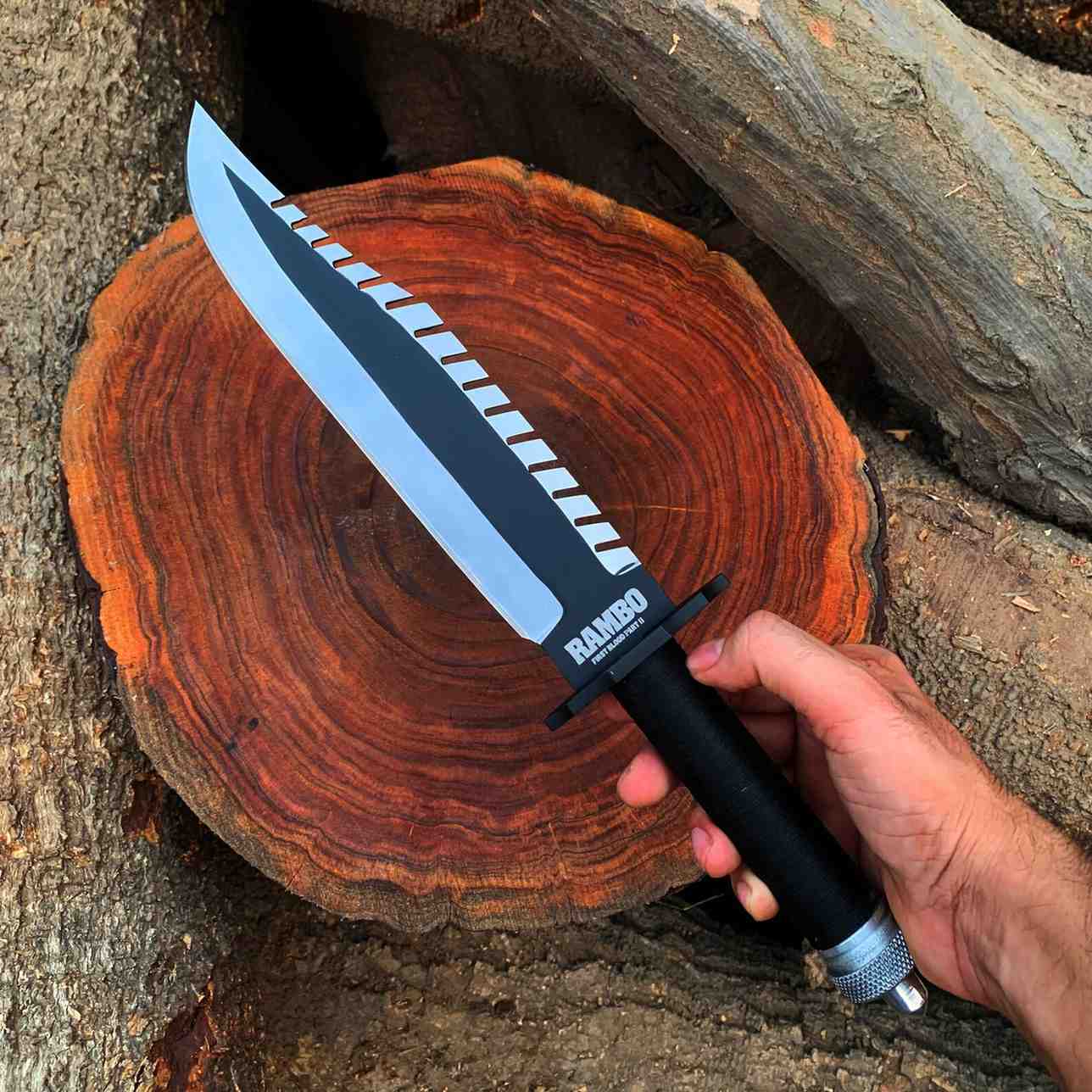 Rambo First Blood Part II survival knife held in hand showing 16 inch size
