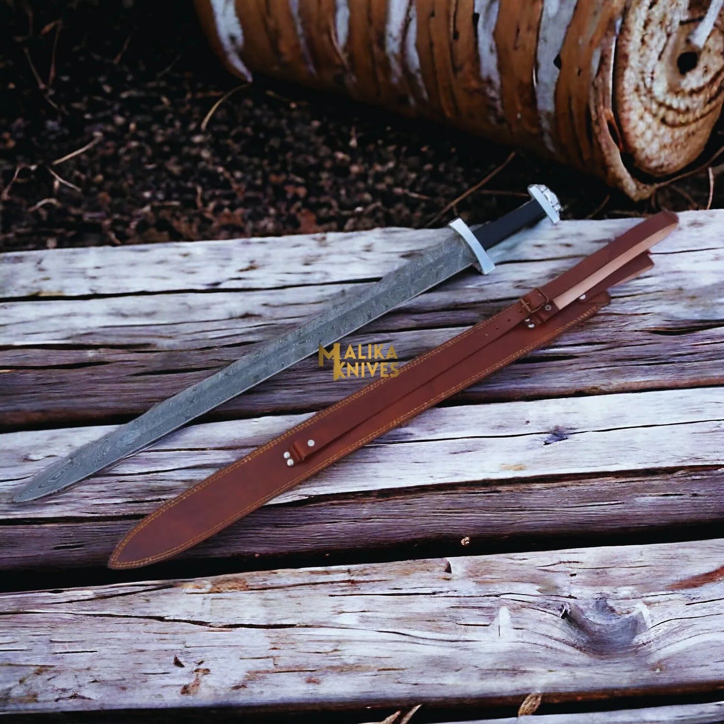 Norse collectible sword with leather wrapped handle