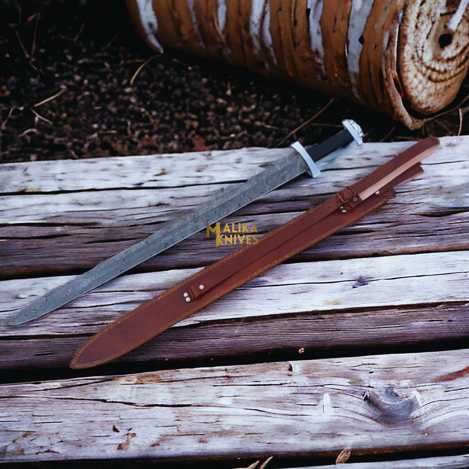 Norse collectible sword with leather wrapped handle