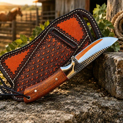 Handmade leather sheath for buckaroo knife