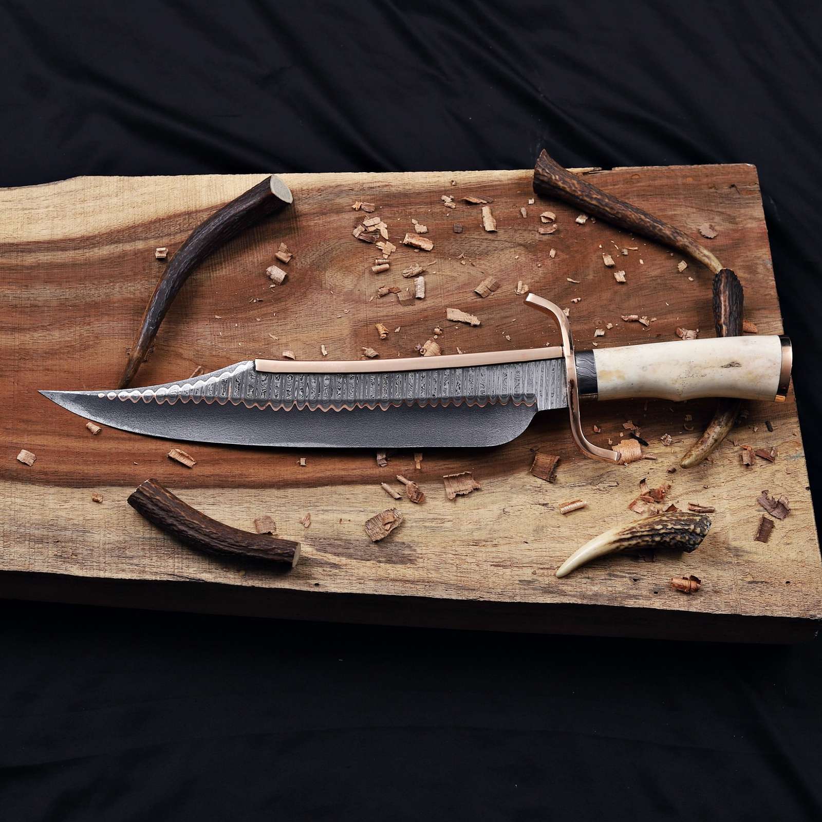 COPPER DAMASCUS BOWIE KNIFE