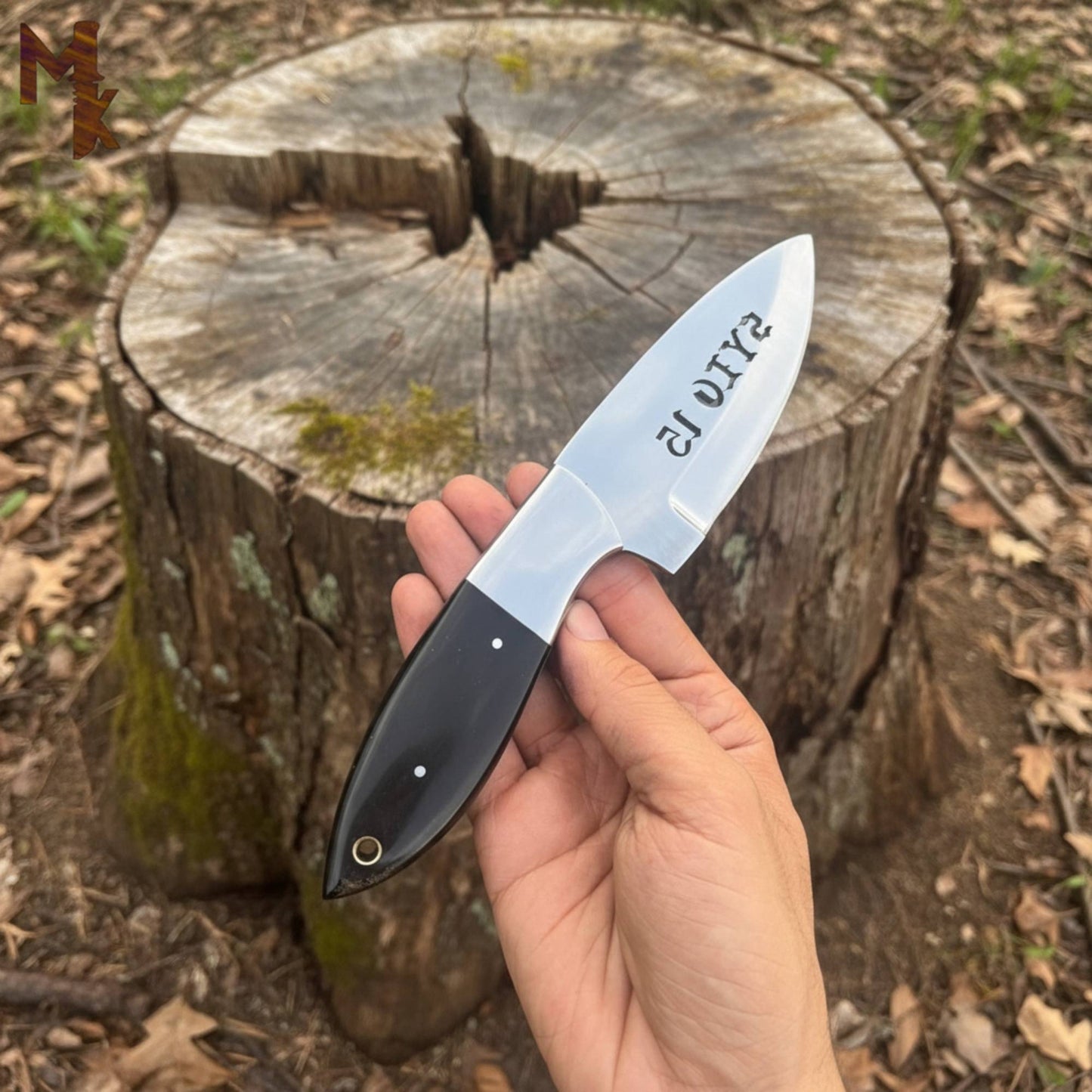 outlaws d2 hunting knife with bull horn handle compact fixed blade for hunting