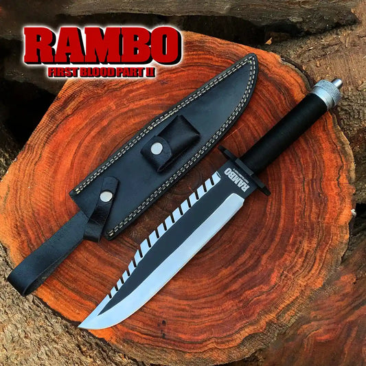 Rambo First Blood Part II replica survival knife with leather sheath