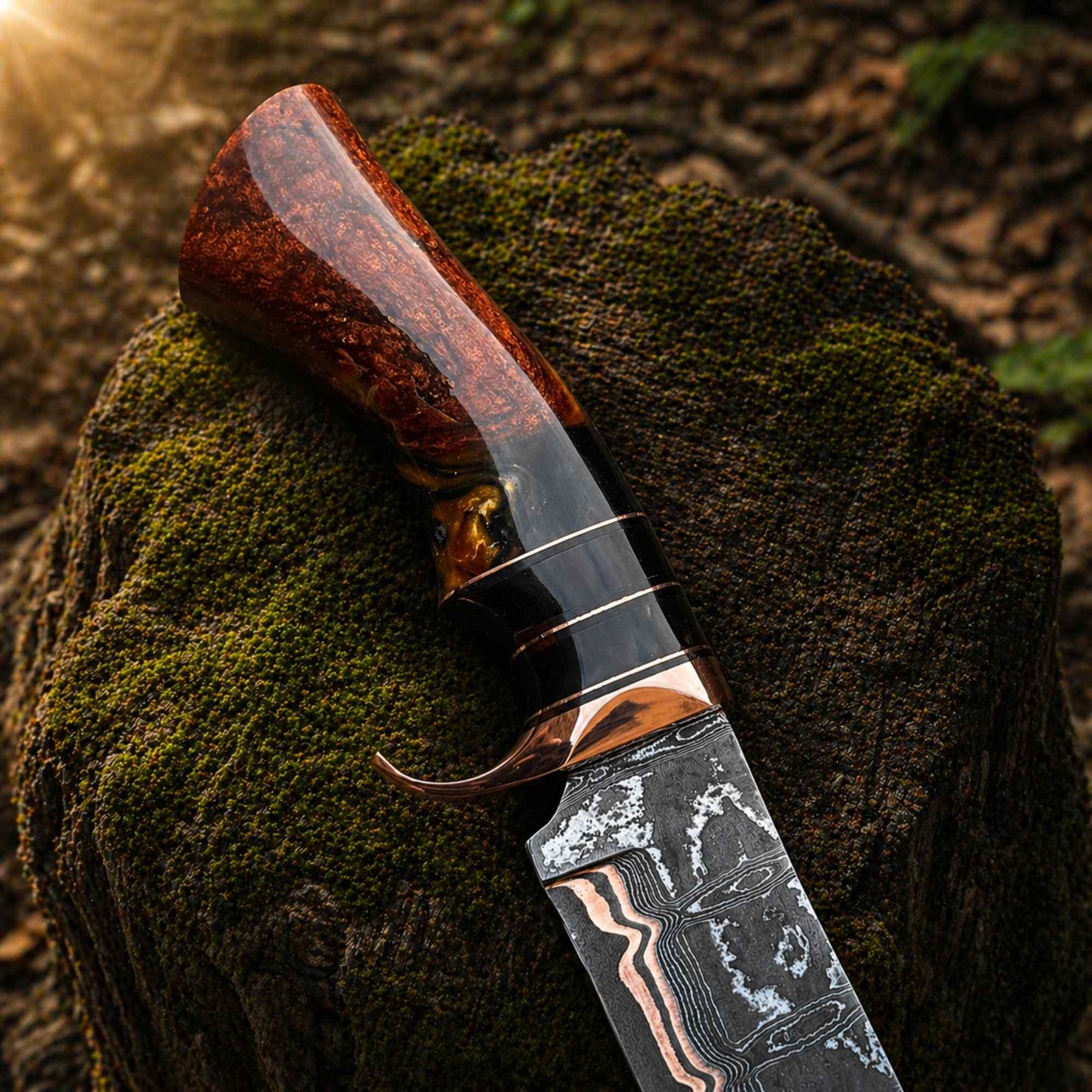 resin handle bowie knife grip detail