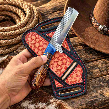 Western bull cutter featuring a distinctive resin and pinecone handle