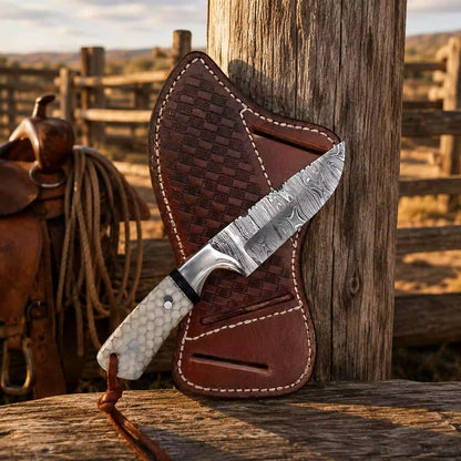 Handcrafted knife with leather sheath