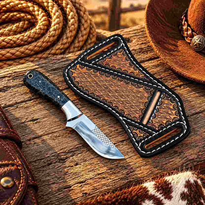 Horse rasp stainless steel knife blade with bright finish and textured detail near the handle