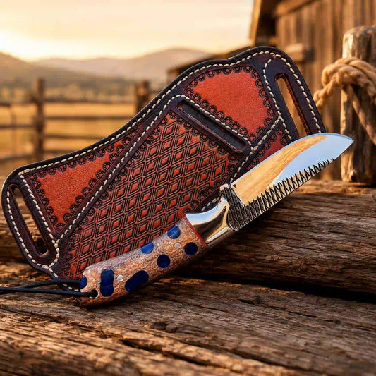 Cholla cactus buckaroo knife and sheath detail